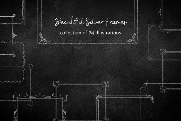 Silver Glitter Frames: 24 Geometric Designs for Your Projects
